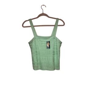 NWT Uncharted Threads blueish green crochet tank top size small